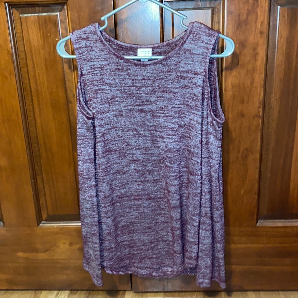 Purple cold shoulder top